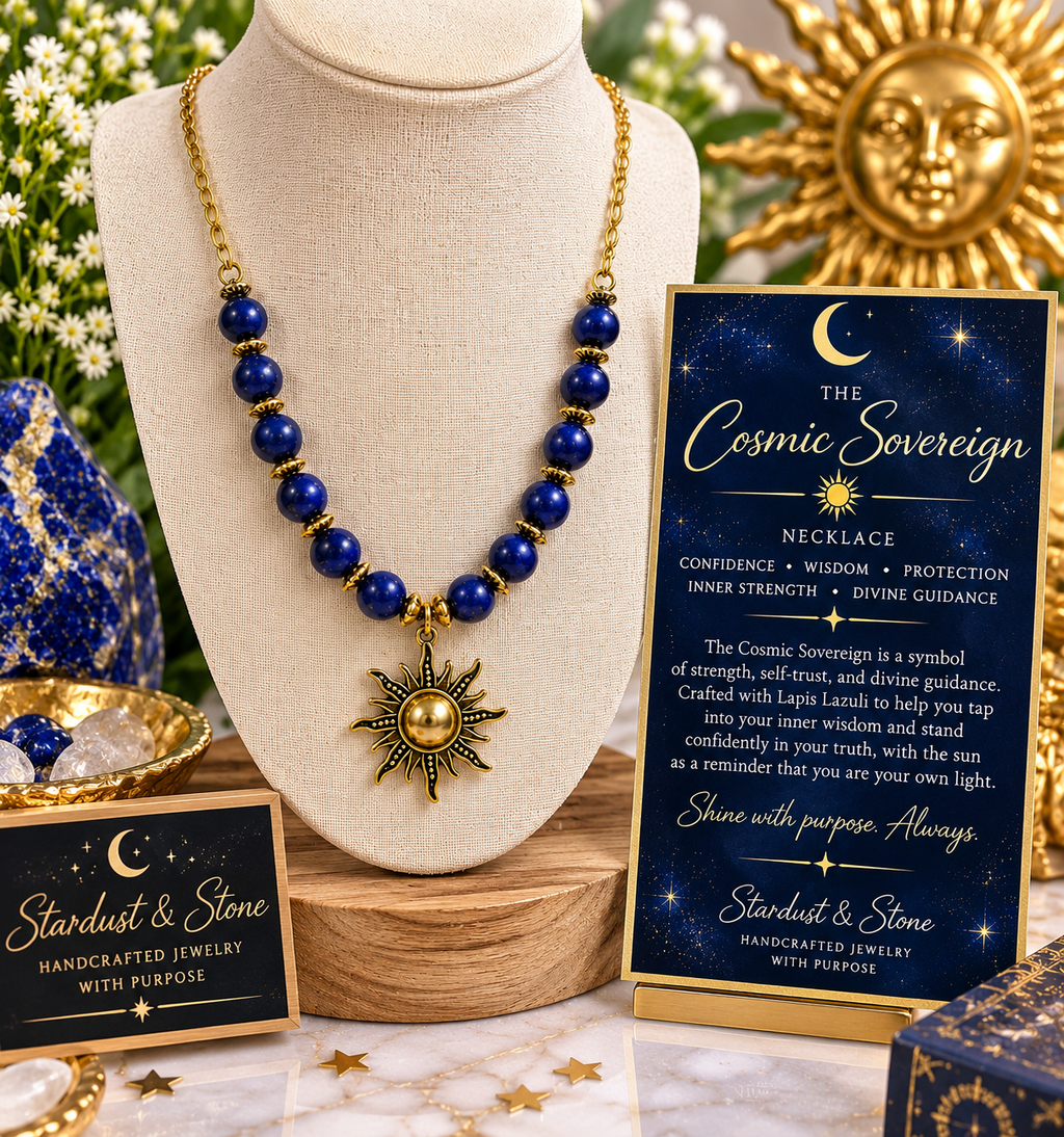 The Cosmic Sovereign | Lapis Lazuli Sun Necklace