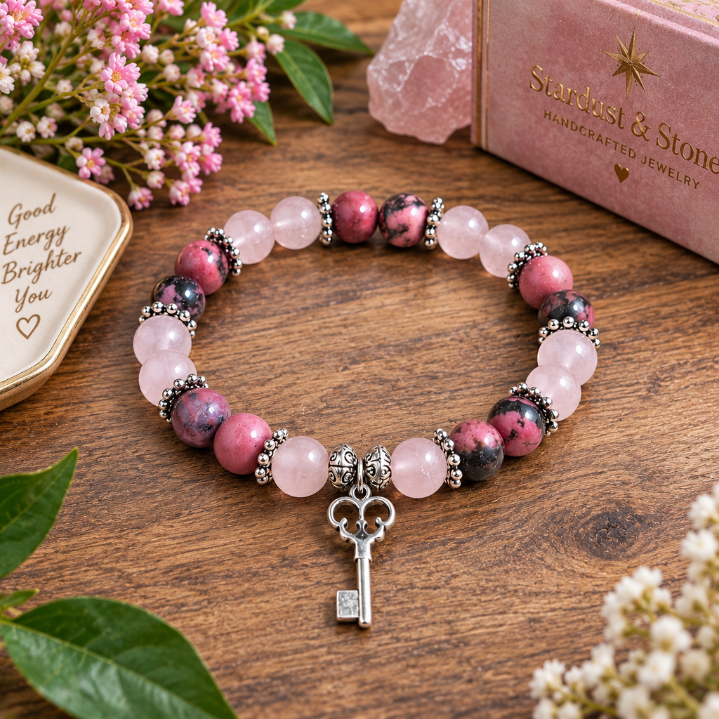 The Key Within | Rose Quartz & Rhodonite Key Bracelet